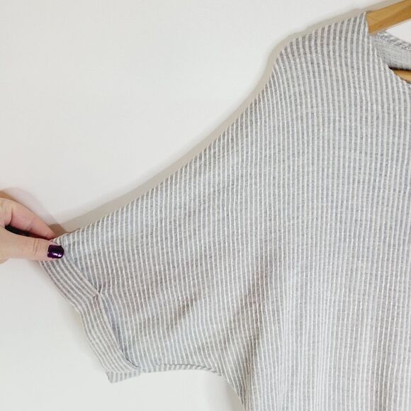 Caution To The Wind Gray Striped Crop Top with Ribbed Texture - Picture 3 of 7